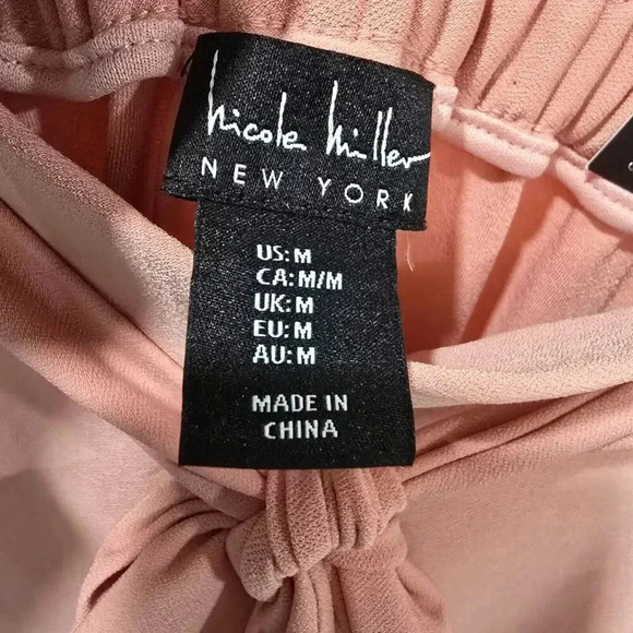 NWT Nicole Miller Size M Pull On Tie Waist Wide Leg Cropped Pants  Salmon Pink - Picture 3 of 3